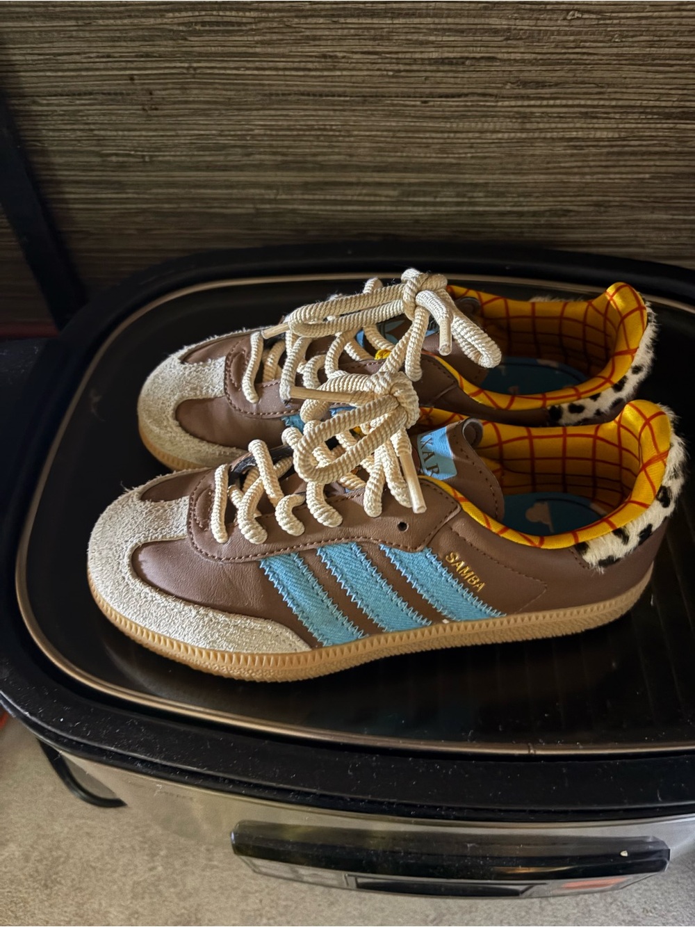 adidas Kids Samba Sneakers in Brown, Light Blue & Cream